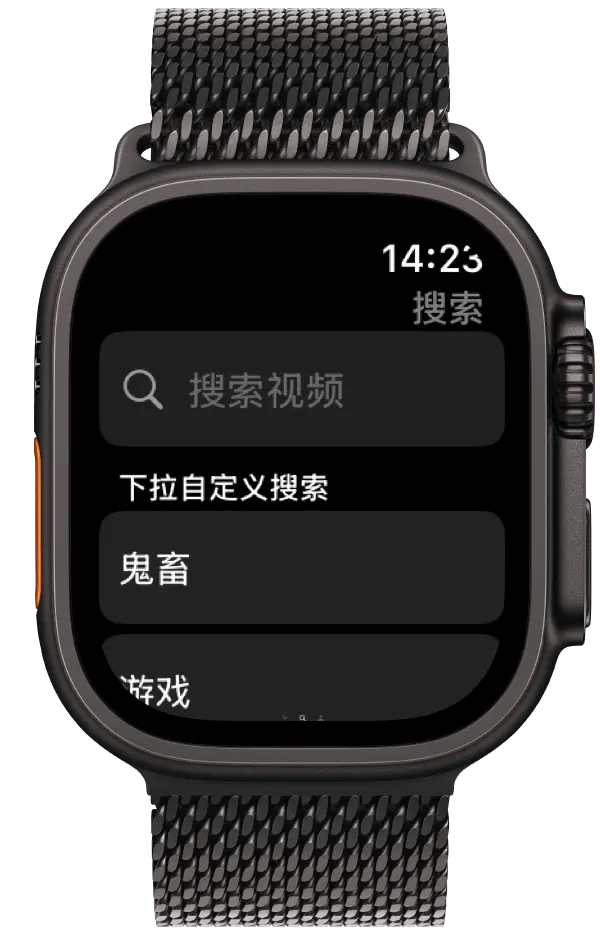 MiniBili Apple Watch 截图：搜索